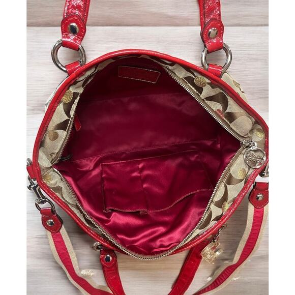 Coach 16295 Poppy Signature Lurex Rocker Secret Admirer Carryall & Wristlet - Picture 6 of 14